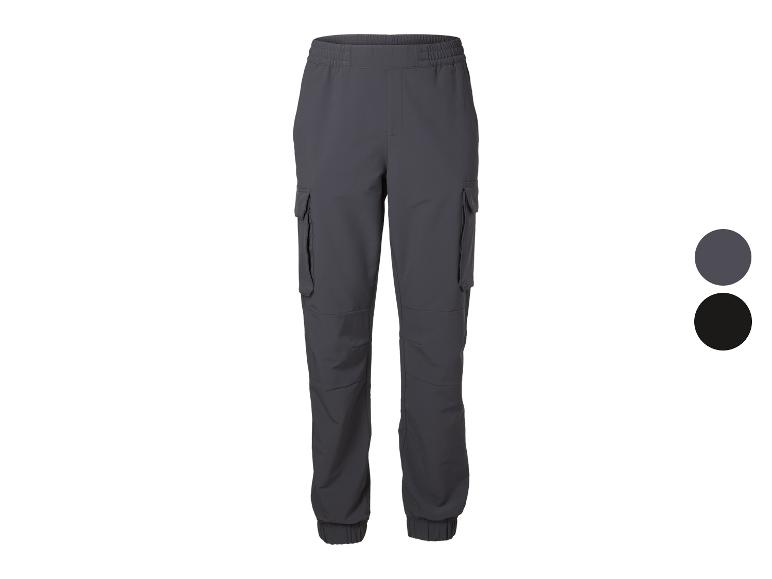 Pantalon cargo gris pour homme avec taille élastique et poignets, avec options gris foncé et noir.