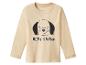 T-shirt beige à manches longues pour enfant avec un chien et l'inscription 'Meilleur ami'.