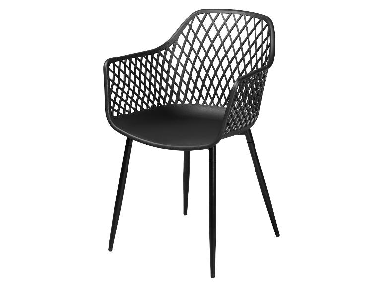 Chaise de salle à manger moderne noire avec dossier et accoudoirs à motif losanges