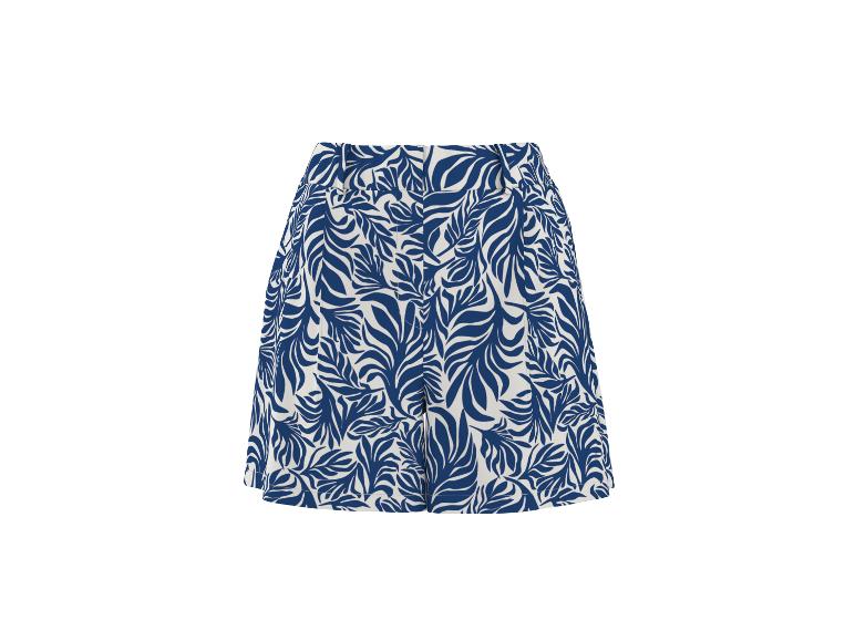 Short femme à motif feuilles bleues et blanches.