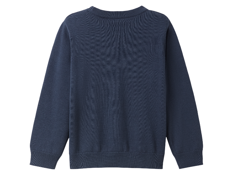 Pull bleu marine en tricot pour enfant.