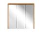 Armoire de salle de bain avec miroir encadré de bois, à trois portes.