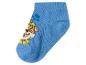 Chaussette enfant bleu clair avec un chien de dessin animé portant un casque de chantier jaune.