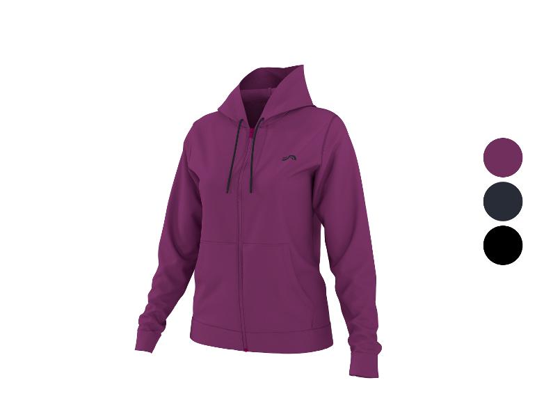 Sweat à capuche zippé violet avec trois options de couleur.