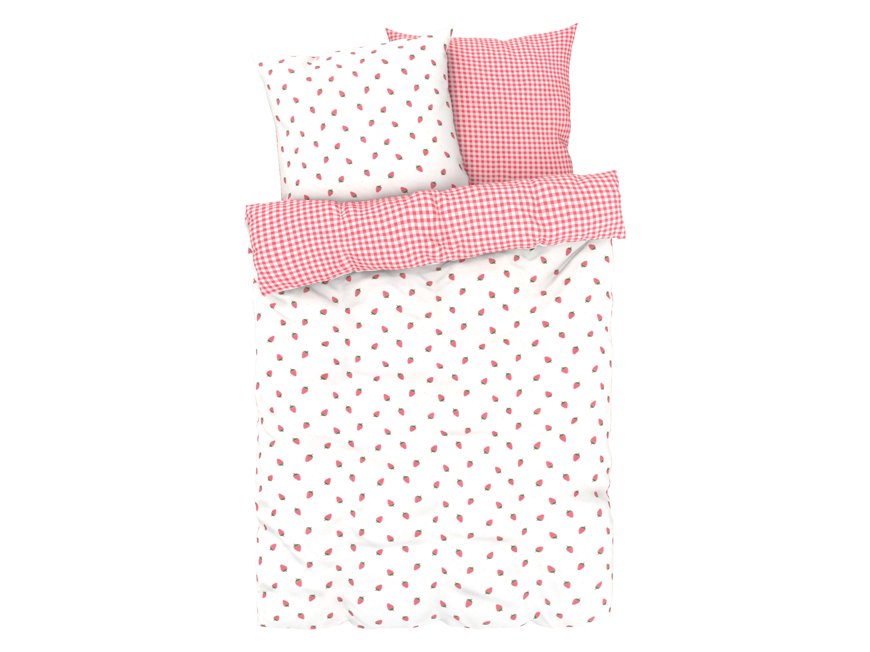 LIVARNO home Parure de lit réversible en microfibre satinée 260 x 240 cm (Attention : LV OSFR) (fraises)