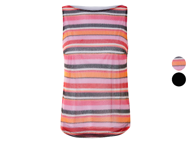 Haut en maille rayé rose, orange et noir.