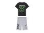 Pyjama Minecraft : T-shirt noir et short gris avec Creeper.