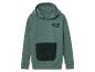 Un sweat-shirt à capuche vert avec une grande poche et un imprimé NYC.
