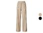 Pantalon large beige pour femme avec taille élastique, également disponible en noir.