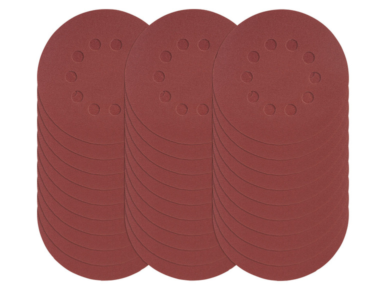 Trois paquets de papier abrasif pour utiliser avec une ponceuse.