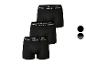 Lot de trois boxers noirs pour hommes avec ceinture blanche.