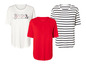Des t-shirts blancs, rouges et rayés.