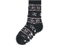 Chaussettes d'hiver à motif flocon de neige gris foncé, blanc et rouge.