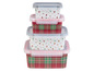 Boîtes de conservation carrées à thème de Noël avec couvercles, avec motifs de tartan rouge et vert et de pain d'épices