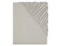 Drap-housse uni couleur taupe.
