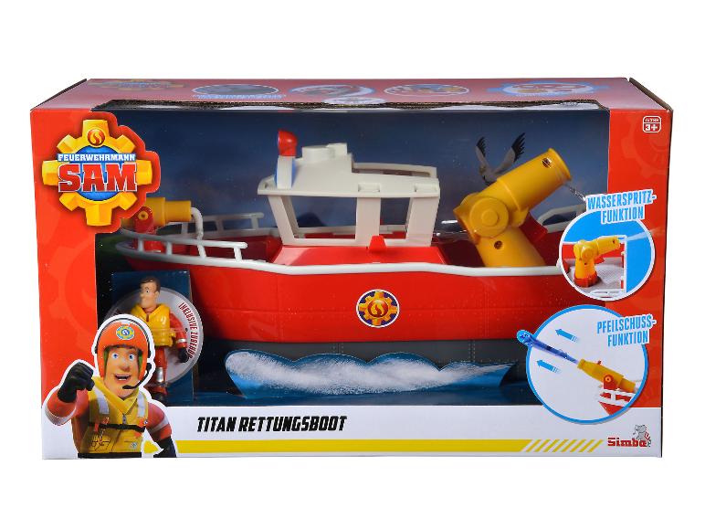 Bateau de sauvetage Titan Fireman Sam Simba avec figurine.