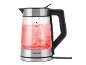 Bouilloire en verre SilverCrest avec eau rouge bouillante et éclairage LED.