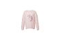 Pull rose pâle pour enfant avec un motif de licorne sur le devant.