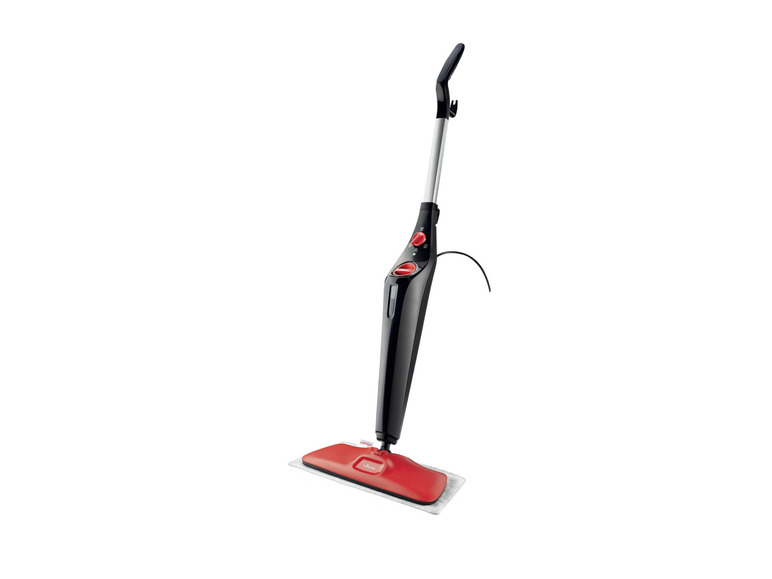 Vileda nettoyeur vapeur avec une tête rouge et un manche noir.