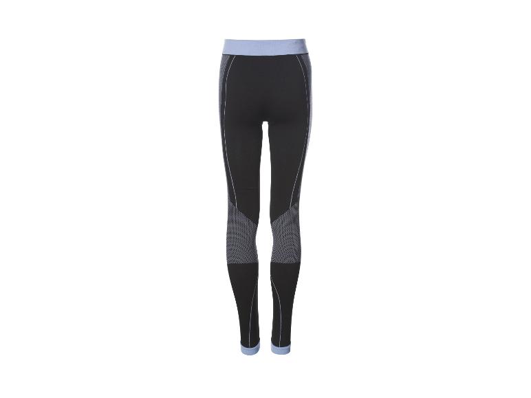 Legging noir avec taille bleu clair et empiècements gris à motifs