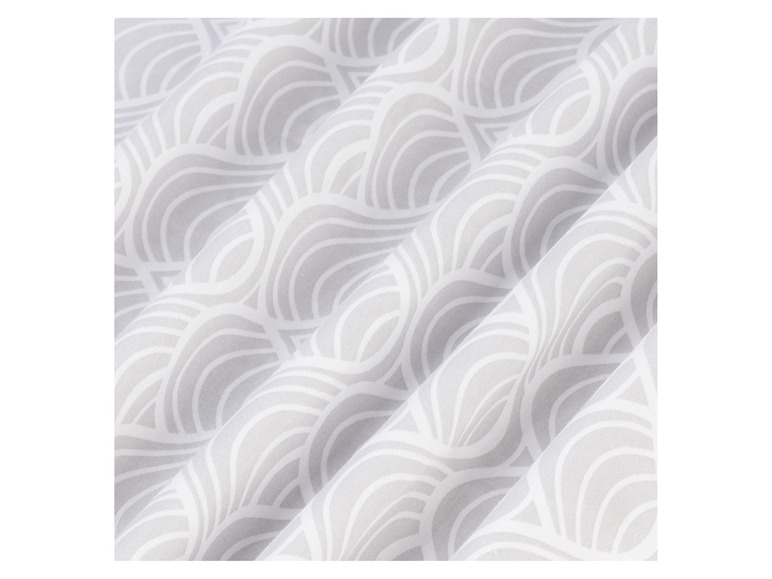 Tissu blanc avec un motif art déco gris.