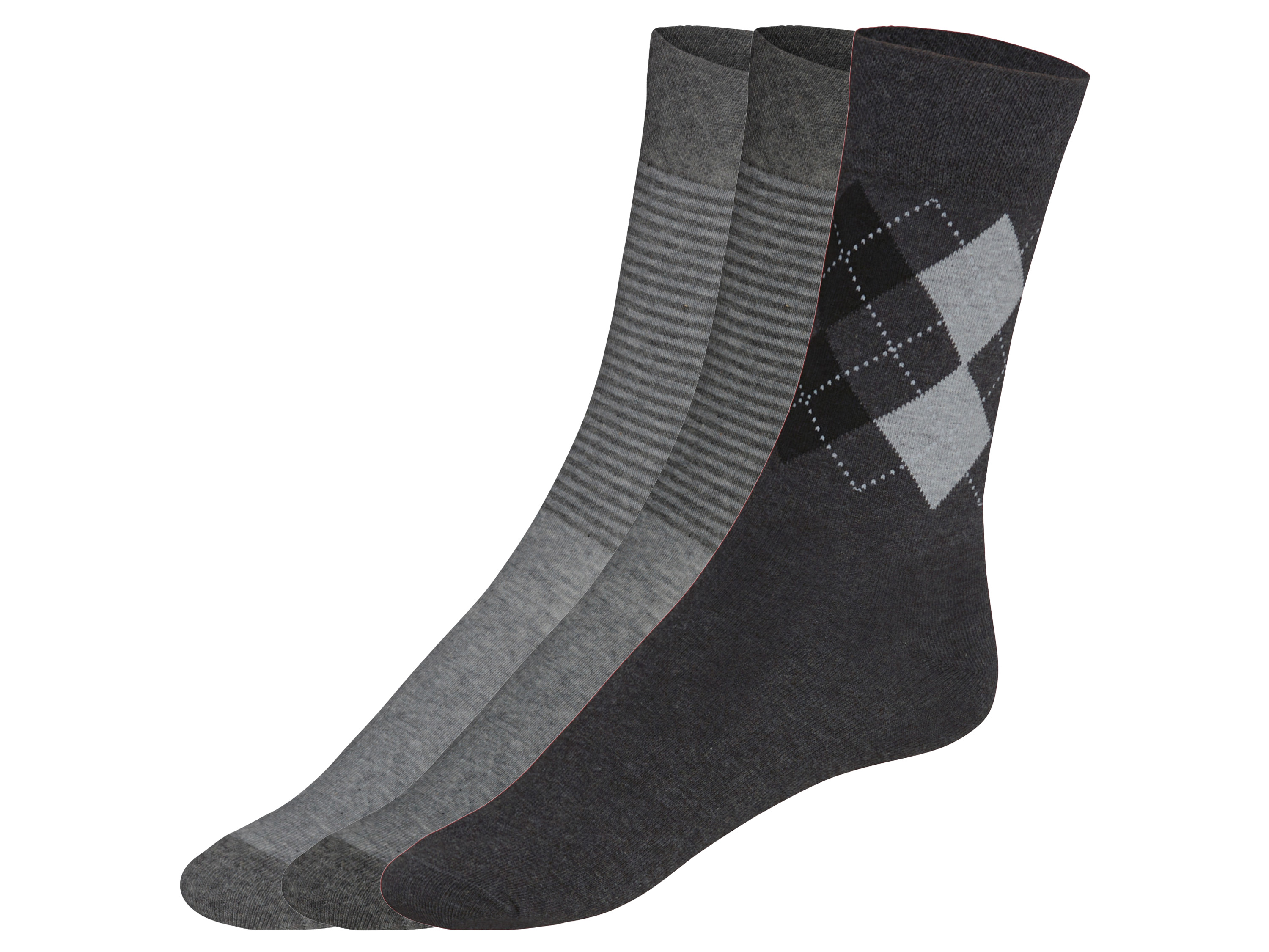 LIVERGY® Lot de 3 paires de chaussettes homme (39-42, carreaux noirs/gris)