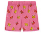 Short rose avec imprimé tigre et bordure en pompons rose.
