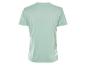 Un t-shirt vert clair avec des logos hummel blancs.