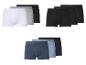Trois lots de boxers pour hommes en blanc, gris, noir et nuances de bleu.