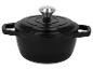 Cocotte en fonte noire avec couvercle et bouton argenté