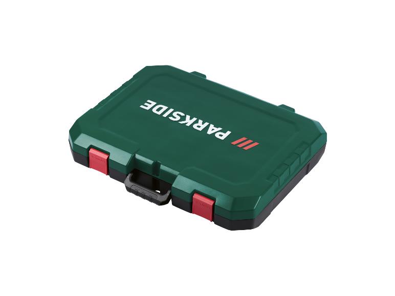 Boîte à outils PARKSIDE verte et noire avec fermoirs rouges