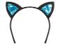 Un serre-tête noir avec des oreilles de chat bleues.
