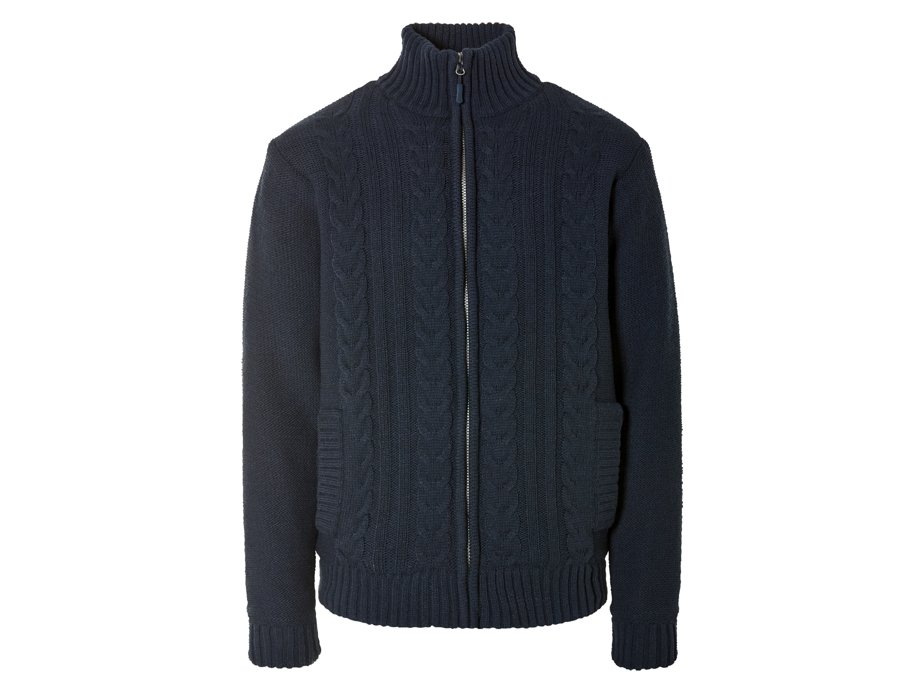 LIVERGY® Gilet zippé en grosse maille homme (S, bleu foncé)