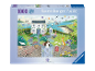 Un puzzle de 1000 pièces représentant un paysage côtier idyllique avec une maison et un jardin.