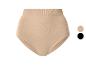 Culotte femme taille haute sans couture beige, avec échantillons de couleur beige et noire.