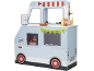 Camion-restaurant jouet en bois pour enfants avec accessoires.
