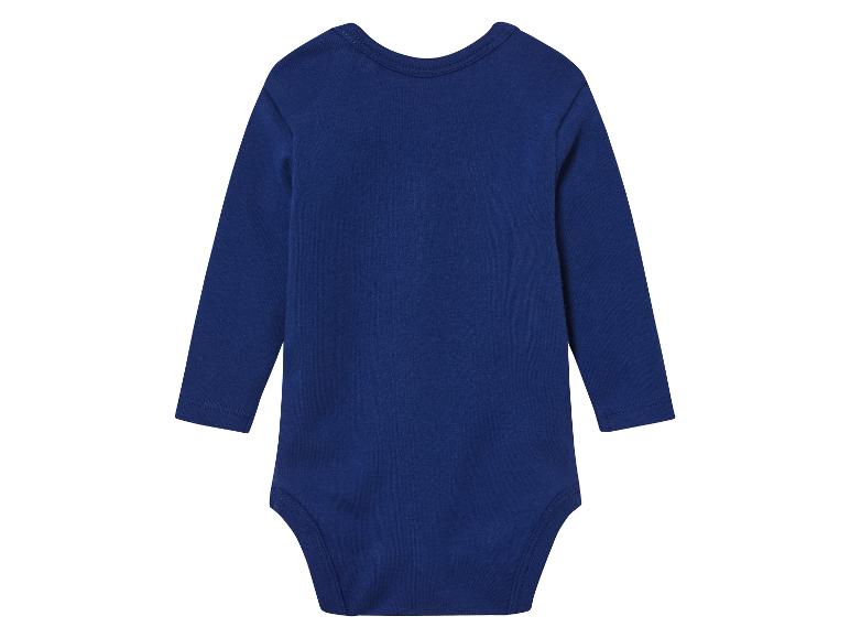 Un body bébé bleu foncé à manches longues.