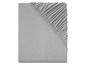 Un drap-housse gris avec élastique.