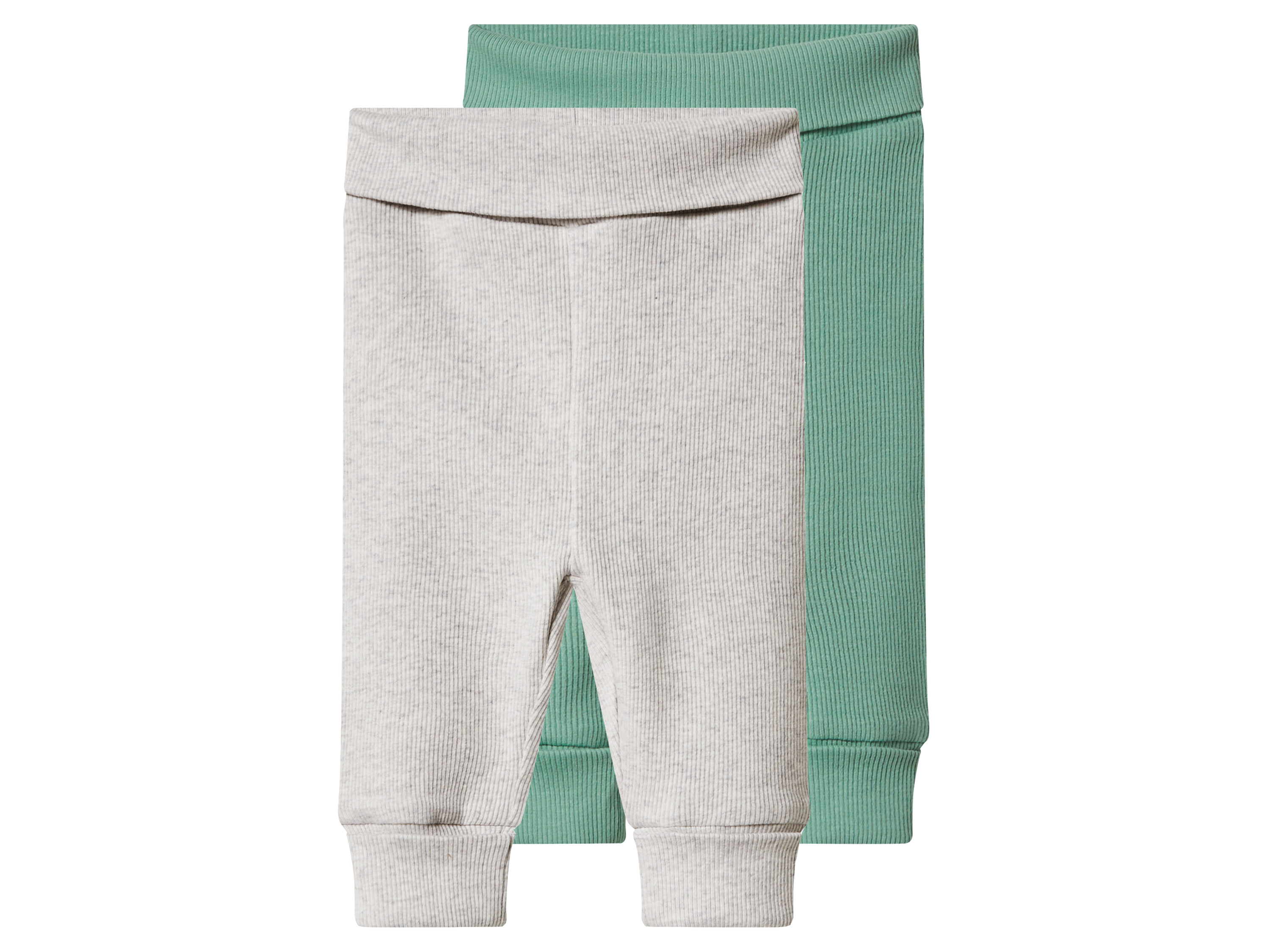 lupilu® Lot de 2 leggings bébé côtelés (vert/gris, 6-12 mois)