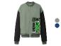 Blouson aviateur vert clair et noir avec imprimé de personnage de jeu vidéo et texte « EST 2009 ».