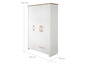 Armoire blanche à trois portes et un tiroir.