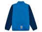 Veste de sport bleue pour enfant avec manches bleu marine et logo réfléchissant.