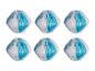 Six boules de lavage bleues et blanches.