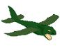 Un dragon vert en forme d'avion est en vol.
