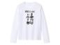 T-shirt blanc à manches longues avec un imprimé des personnages de la série Netflix Wednesday.