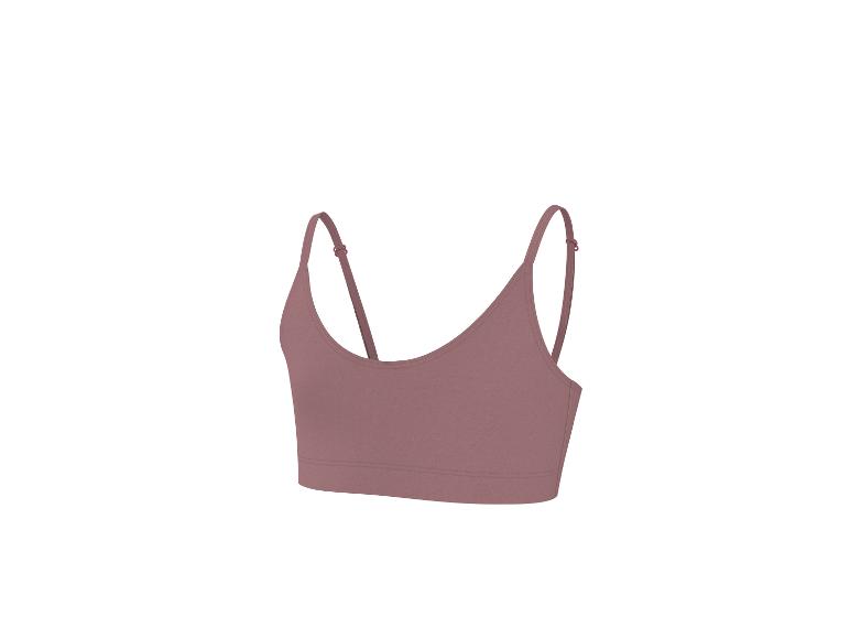 Crop top de sport mauve pour femme à fines bretelles.