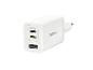 Un chargeur TRONIC blanc avec deux ports USB-C.