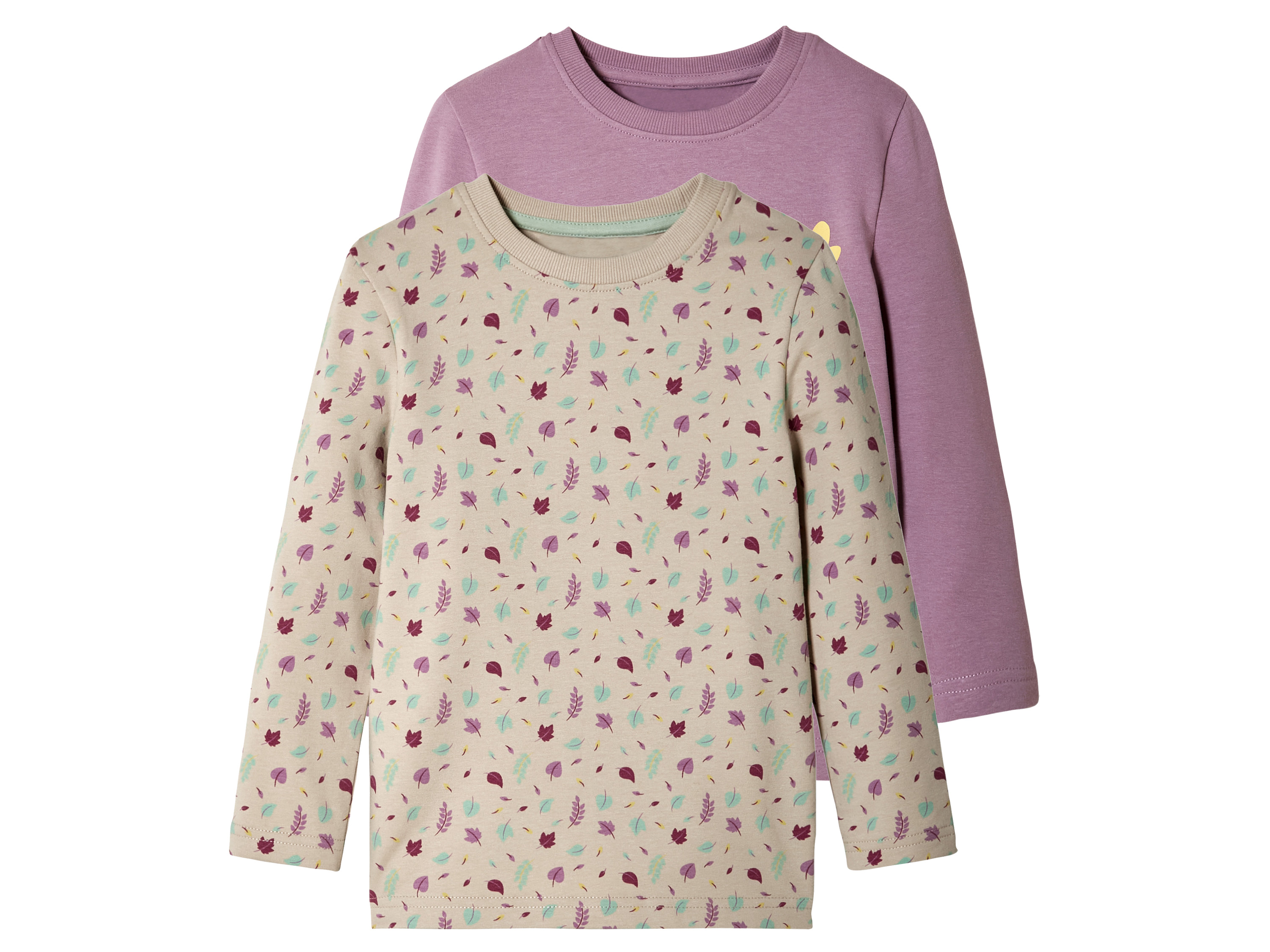 lupilu® Lot de 2 t-shirts thermiques petite fille (2-4 ans, beige/lilas)
