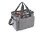 Sac gris avec des compartiments transparents pour le fil.