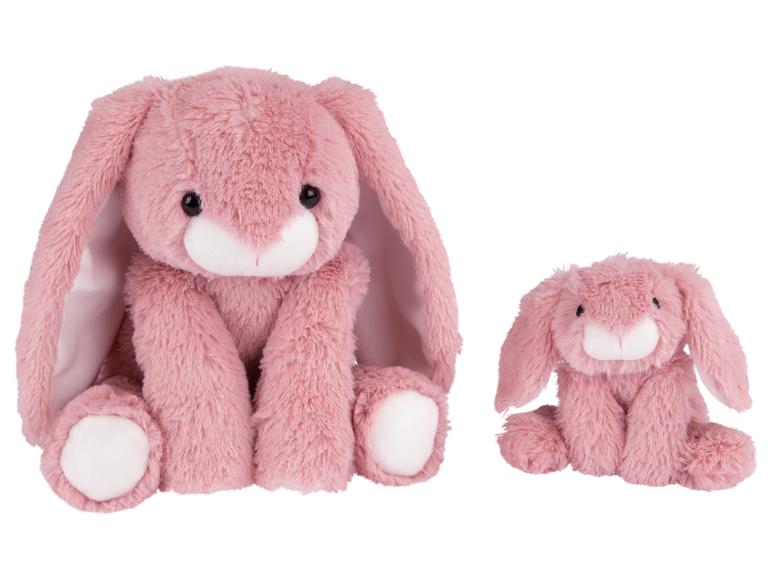 Deux lapins en peluche roses de tailles différentes